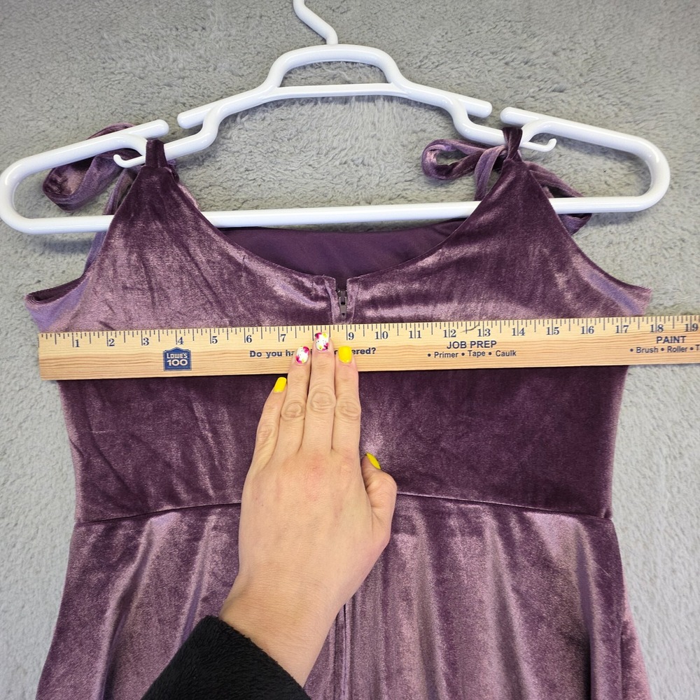 Y2K Whimsigoth Velvet Dress Womens L Purple Fairy Coquette Festival Mini Glam - Picture 10 of 16